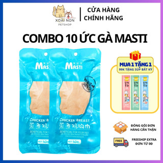  COMBO 10 Gói Ức Gà Masti Dành Cho Chó Mèo 40g Ức Gà Ăn Liền Cho Thú Cưng Tiện Lợi Nhiều Dinh Dưỡng 