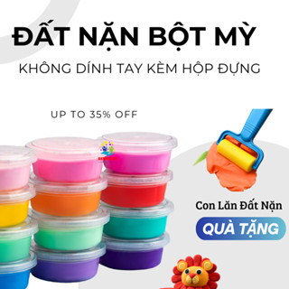 Bộ 6 Màu Đất Nặn Làm Từ 100% Bột Mì Không Khô, Không Dính Hàng Việt Nam Có Hộp Đựng Tiện Lợi An Toàn Cho Bé