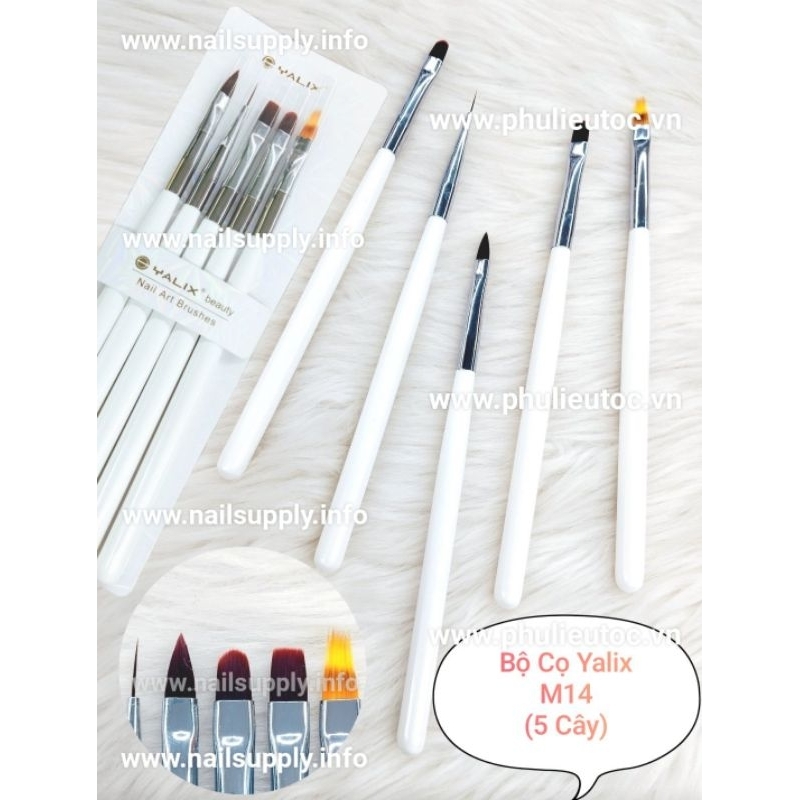 Bộ Cọ Đắp Gel, Cọ Nét, Cọ Ombre, Cọ Nổi Dẹp, Cọ Bản Yalix M14 (5 Cây)