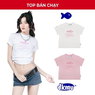Áo baby tee nữ tay ngắn hoạ tiết độc đáo màu trắng, hồng System local brand DKMV | K15-T5