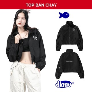 Áo khoác dù croptop form rộng màu đen DKMV - Baby Jacket Poly| K16-AK5