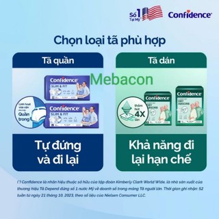 Bỉm Tã dán/quần người lớn CONFIDENCE size M15, L15, M20, L20 - An toàn và tiện lợi. Tã quần Caryn M32, L28 mới
