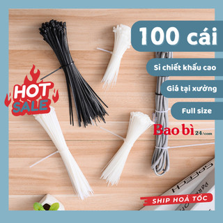 Size 30-50cm Túi 100 Dây Rút nhựa 2 Màu Trắng- Đen, Lạt nhựa cao cấp
