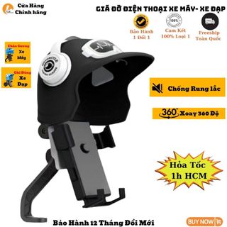 Kẹp Điện Thoại Xe Máy Có Mũ Bảo Hiểm,Giá Đỡ Gắn Chân Gương,Ghi Đông Che Nắng Mưa Chống Rung Xoay 360 Hello Store