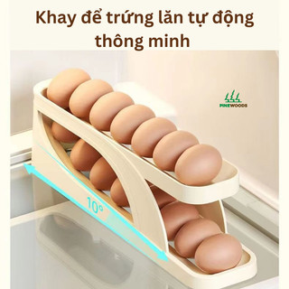 Khay đựng trứng 2 tầng tự lăn - Khay đựng trứng tủ lạnh thiết kế 2 tầng thông minh tự lăn trứng cao cấp