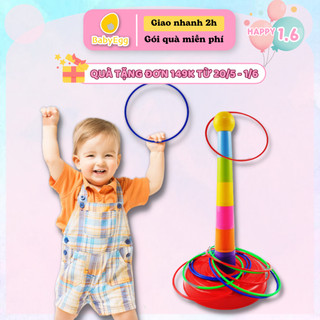 Bộ đồ chơi tung thảy ném vòng cho trẻ em xếp cốc xây tháp vận động bé trai bé gái lẻ vòng nhựa 3 4 5 6 tuổi baby egg