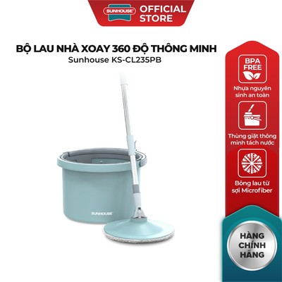 Bộ lau nhà xoay 360 độ thông minh Sunhouse KS-CL235PB - Cơ chế tách nước thông minh - Tiết kiệm 60% lượng nước dùng