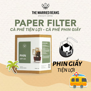 Cà phê PHIN GIẤY tiện lợi 100% ARABICA rang mộc The Married Beans Coffee (Hộp 10 gói)