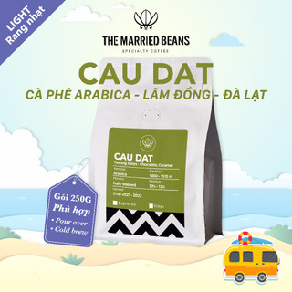 Cà phê đặc sản rang mộc Arabica 100% CẦU ĐẤT, rang nhạt (pour over, cold brew) THE MARRIED BEANS (Gói 250G)