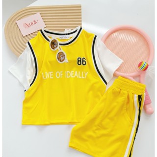 Đồ bộ cho bé gái size đại từ 16 - 45kg Anniebaby bộ thun thể thao bé gái in số thoáng mát Quần áo trẻ em mùa hè BD24043