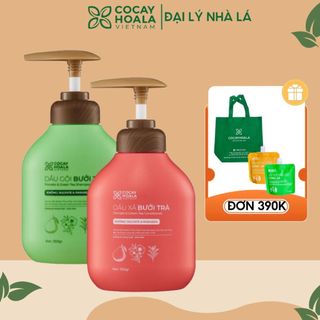 Combo Dầu gội xả hữu cơ Bưởi Trà COCAYHOALA 350g dưỡng tóc chắc khỏe, mềm mượt tự nhiên