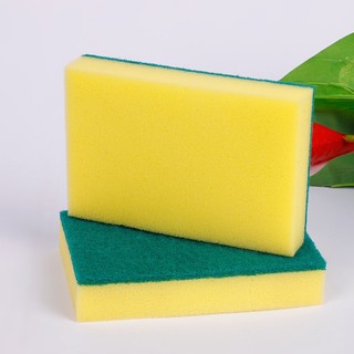 Miếng cọ rửa chén bát xanh vàng tiện dụng BUNA-  Miếng rửa bát bằng bọt biển  kích thước 10x7x3cm