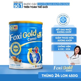 Combo thùng 24 lon 650g sữa hạt Foxi Gold thuần chay chính hãng, cho người lớn tuổi bị xương khớp