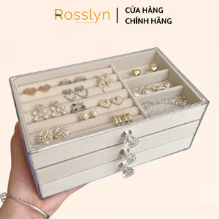 Hộp đựng trang sức 3 ngăn kéo chất liệu Nhung cao cấp Chống Oxy Hóa Rosslyn Accessory DC41