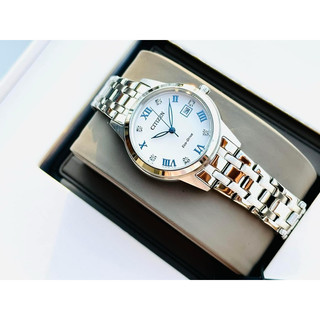 Đồng hồ nữ Citizen FE1240-57A xuất sắc với kim xanh, điểm giờ kim cương,sz29mm, máy pin năng lượng eco-driver