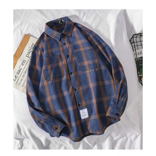 Áo sơ mi kẻ dáng rộng form unisex