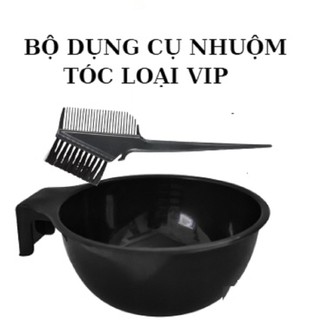 Combo Chén nhuộm tóc+lược nhuộm có quay cầm, có chia ml