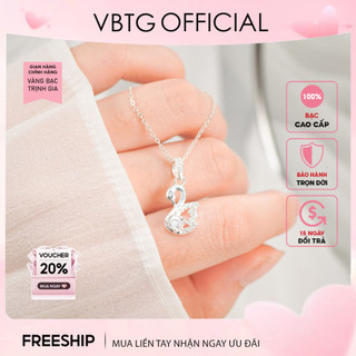 Dây chuyền bạc nữ vbtg thiên nga đính đá - dây chuyền bạc ta cao cấp vbtg6369