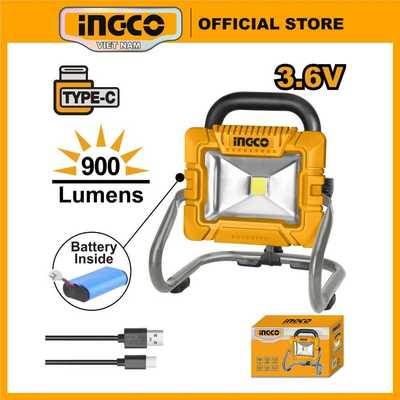 Đèn làm việc 3.6V ánh sáng trắng cáp sạc Typec INGCO HRLF4415 thời gian sử dụng 4 giờ pin 5000mAh độ sáng 900 lumen
