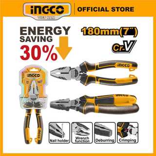Kìm răng cao cấp 2 tông màu, thép crv loại 7 inch/180mm ingco hhcp28180