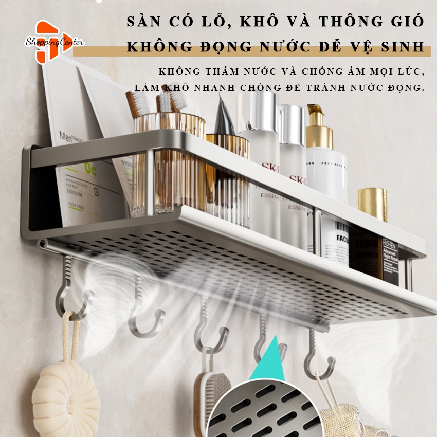Kệ để đồ SHOPPING CENTER, Kệ để đồ dùng nhà tắm dán tường thông minh chống nước chịu lực tốt
