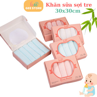 Sét 5 khăn sữa 2 lớp sợi tre/ muslin cao cấp (30x30) Gee - Siêu mềm mịn kháng khuẩn