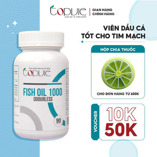 Dầu cá Omega-3 Topvie Fish oil 1000mg odourless with vitamin E hộp 90 viên tốt cho tim mạch, não bộ, đẹp da