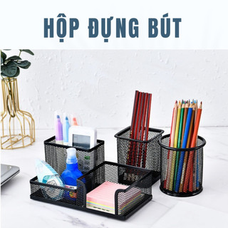 Giỏ đựng bút, lọ cắm bút lưới sắt văn phòng,ống cắm bút chất liệu kim loại,khay cắm bút.