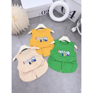 Bộ ba lỗ mùa hè chất cotton xu in hình Doremon 3 màu cho bé trai bé gái