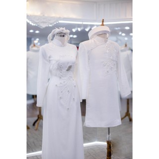 Áo dài cặp cô dâu chú rể kèm mấn, quần, cực kỳ sang trọng thảo ny bridal mã ad92