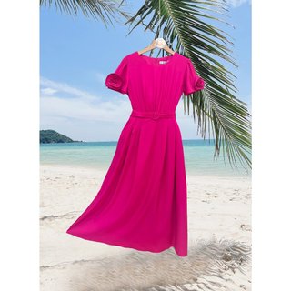 Váy Cổ Tròn Chân Xếp NESSA - BV535