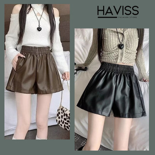 Quần short da nữ Haviss thiết kế lưng cao cạp chun quần sooc ngắn đẹp cao cấp tôn dáng kiểu dáng năng đông trẻ trung