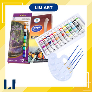Bộ 12 màu acrylic dạng tuýp 12ml dùng vẽ tranh vẽ vải, tô tượng, custom giày, vẽ tường,...