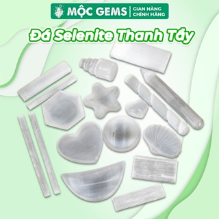 Thanh Đá Selenite Mộc Gems Cỡ Lớn (10x2cm) Dùng Thanh Tẩy Tarot & Sạc Năng Lượng Cho Đá