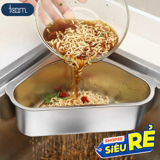Rổ lọc rác bồn rửa chén TOAM ngăn tắc bồn rửa, không ghê tay, Khay lọc rác bồn rửa bát chất liệu INOX 304 siêu bền