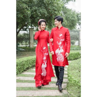 Áo dài cưới cô dâu đỏ chú rể cặp nam nữ cưới ,thảo ny bridal ad97