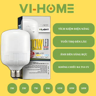 Bóng đèn led bulb 10W, 15W, 20W, 30W VI-LIGHT giá rẻ ánh sáng vàng trung tính trắng đui e27
