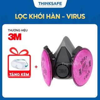 Bộ mặt nạ 3M 6200 kết hợp phin lọc 3M 2097 chuyên lọc khói hàn, lọc bụi mịn pm2.5, chống hơi sơn, vi khuẩn - Thinksafe