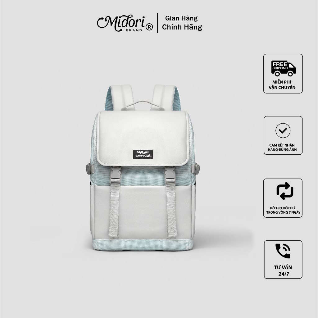 Balo Đi Học Đi Làm APOLO Nam Nữ Cặp Đựng Laptop Vải Phối Da PU Du Lịch | MIDORI BAG COLLECTION