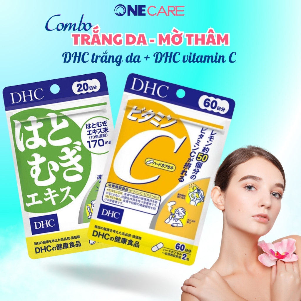 Combo Viên uống vitamin C DHC, trắng da DHC hỗ trợ trắng da mờ thâm