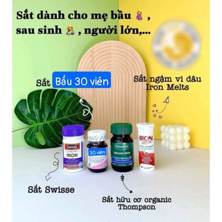  Viên uống sắt hữu cơ sắt swisse ultiboost iron với vitamin c tảo xoắn 30 viên úc phòng thiếu máu không gây táo bón cho 