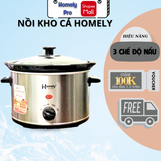 Nồi kho cá, nấu chậm đa năng homely chính hãng , lòng nồi sứ chống dính nấu cháo, kho cá, hầm, hấp