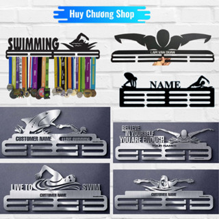 Giá treo huy chương bơi lội có tên riêng, treo tường chất liệu thép bền đẹp không gỉ