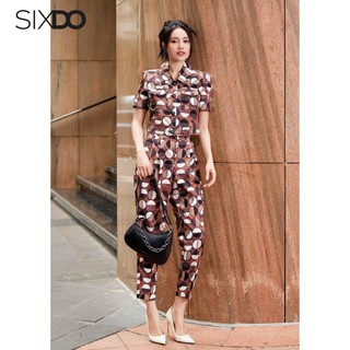 Quần âu nữ nâu chấm bi sixdo