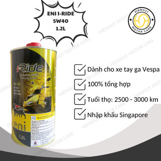 Nhớt tổng hợp eni i-ride 5w40 & nhớt bán tổng hợp eni i-ride 10w40 dung tích 1.2l cho xe vespa
