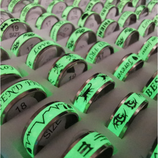 Nhẫn Thép Titan dạ quang phát sáng Thiết Kế Đơn Giản Thanh Lịch Cho Nam mẫu ngẫu nhiên