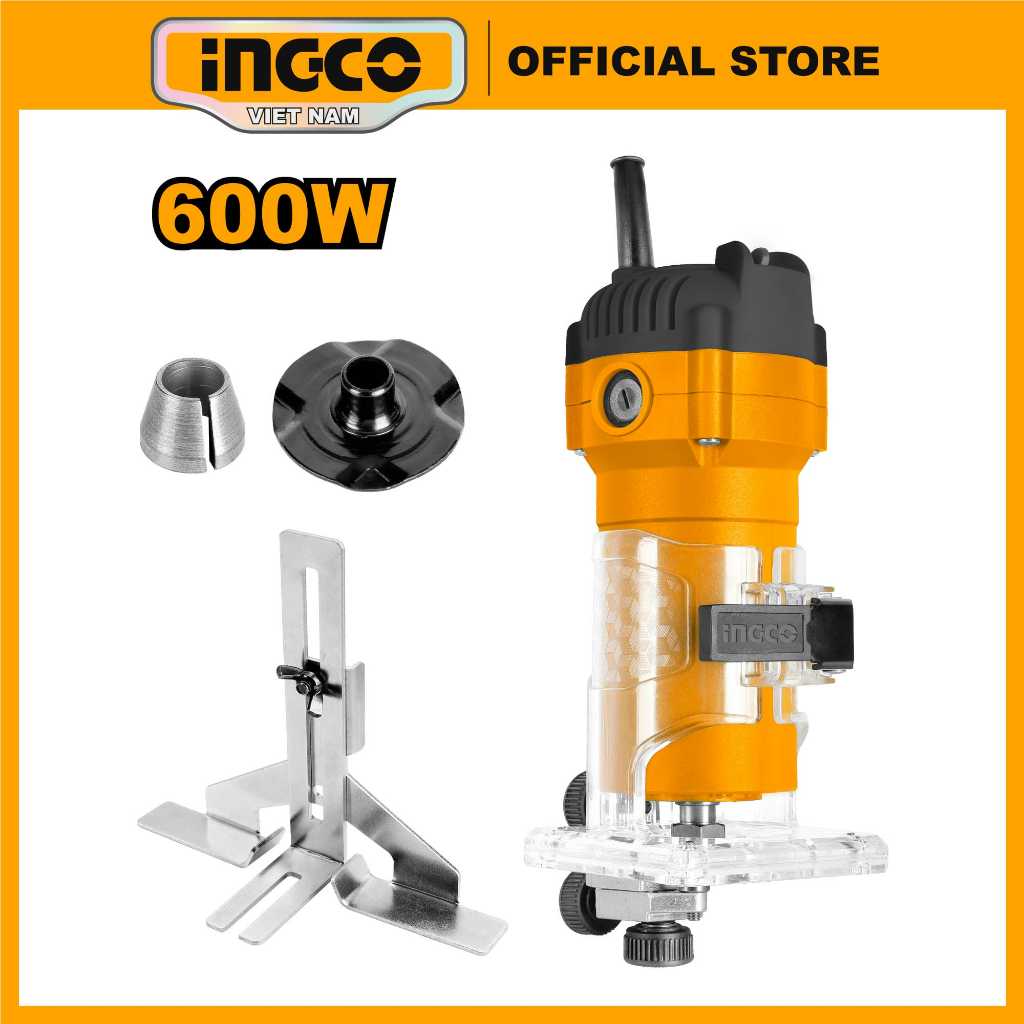 Máy soi gỗ cầm tay, máy phay cắt mép 600W INGCO PLM6001 mũi phay 1/4 inch (6mm)