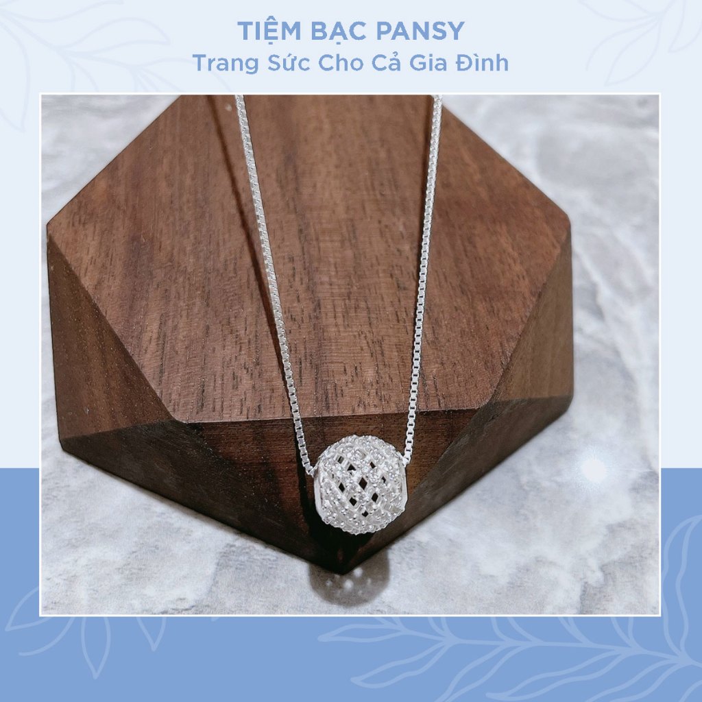 Dây chuyền bạc nữ PANSY mặt cầu đính đá lấp lánh - Vòng cổ nữ bạc ta thật chuẩn