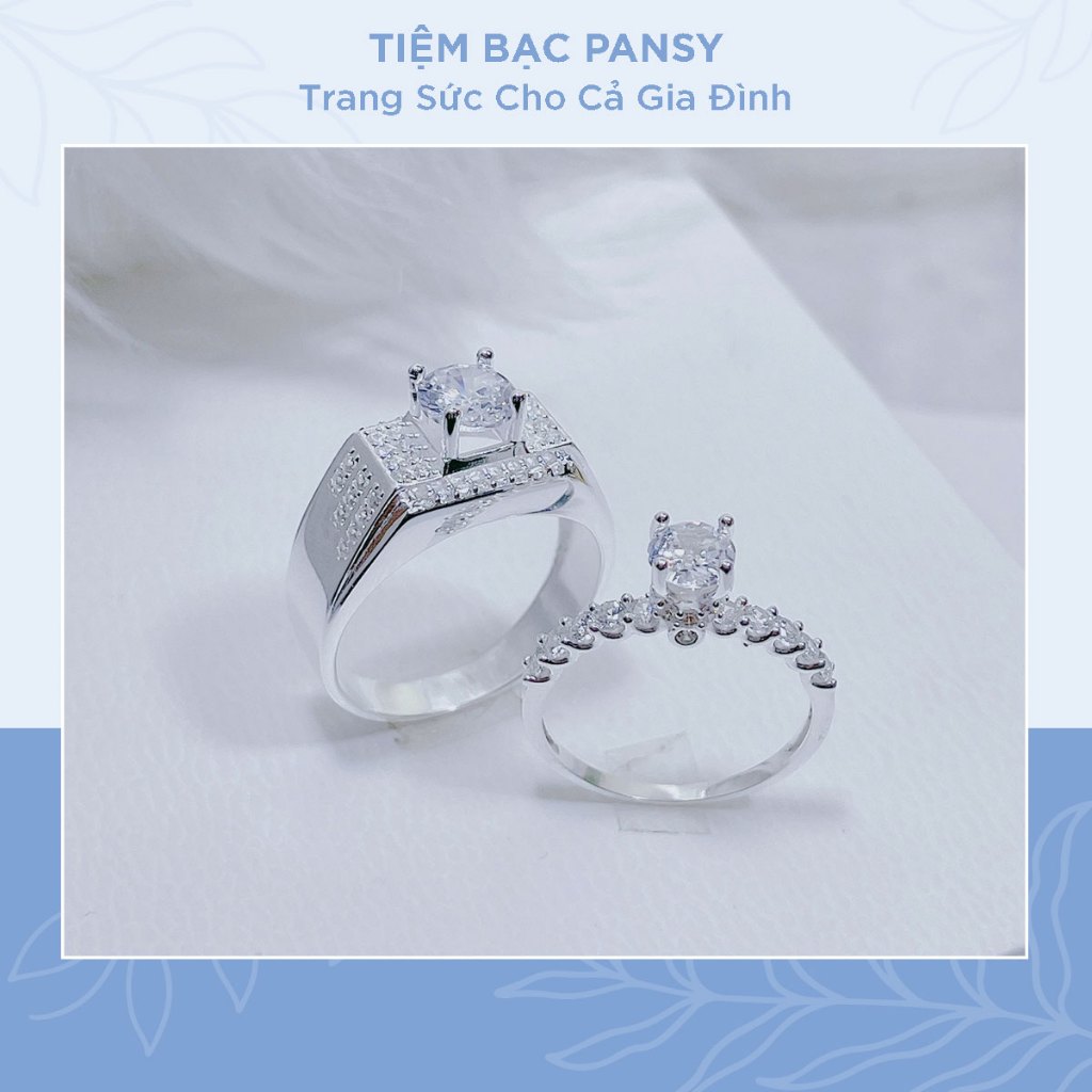 Nhẫn đôi, nhẫn couple bạc ta nam nữ đeo cao cấp - TIỆM BẠC PANSY