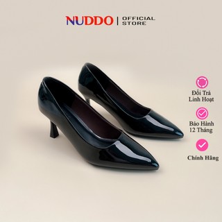 Giày Cao Gót Nữ Công Sở Mũi Nhọn Cao 7cm, Guốc Nữ Da Bóng Gót Nhọn Thanh Lịch NUDDO _NB709